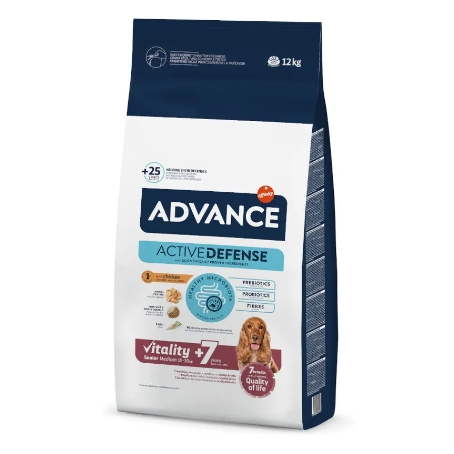 Advance Medium Senior +7 Active Defense Pollo y Arroz pienso para perros New