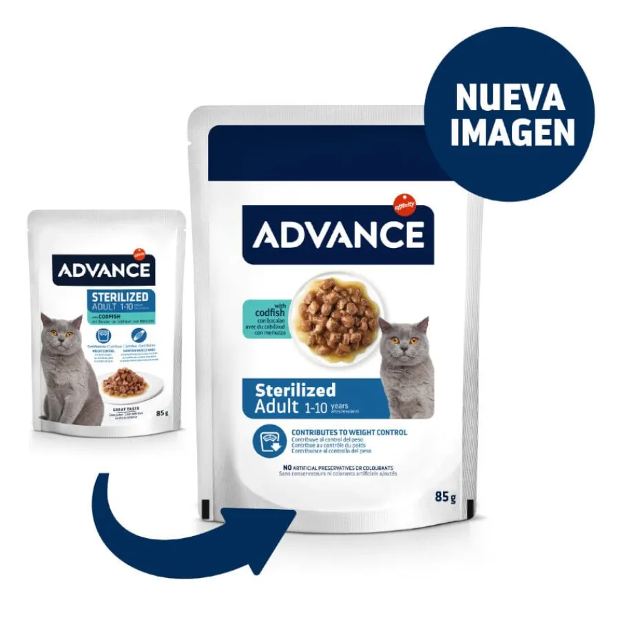 Advance Sterilized Adult Bacalao sobres para gatos Clearance