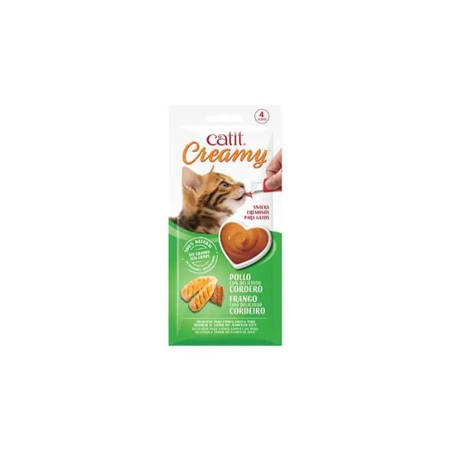 Catit Creamy Snack Líquido de Pollo, Cordero para gatos New