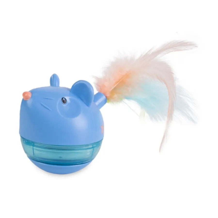 Catstages Hunt n'Swat Treat Trumbler Ratón Interactivo con Plumas para gatos