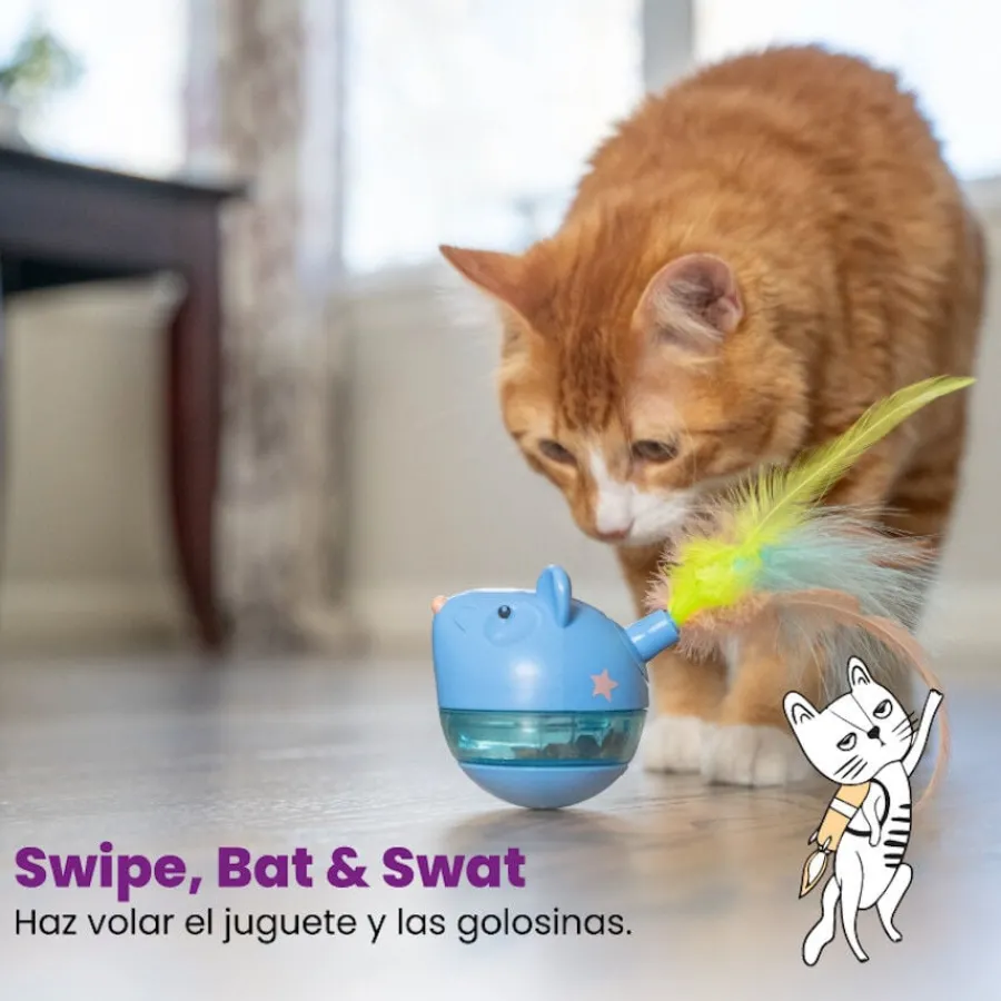Catstages Hunt n'Swat Treat Trumbler Ratón Interactivo con Plumas para gatos