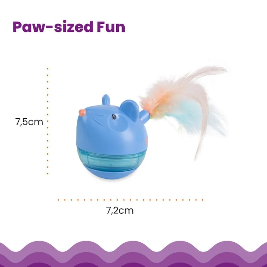 Catstages Hunt n'Swat Treat Trumbler Ratón Interactivo con Plumas para gatos