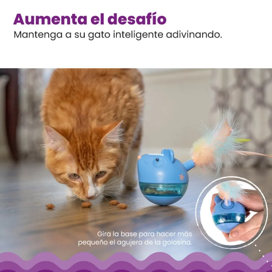 Catstages Hunt n'Swat Treat Trumbler Ratón Interactivo con Plumas para gatos
