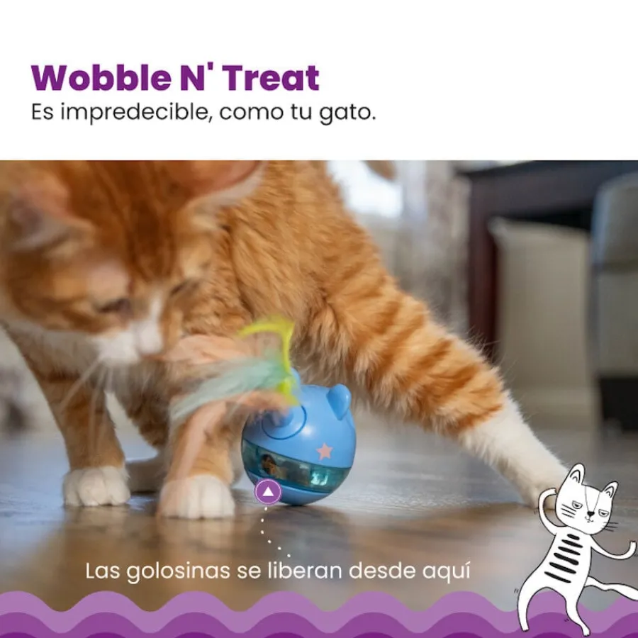 Catstages Hunt n'Swat Treat Trumbler Ratón Interactivo con Plumas para gatos