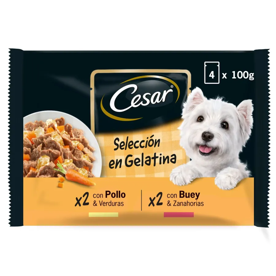 Cesar Carnes Mixtas Gelatina en Bolsita para Perros - Multipack New
