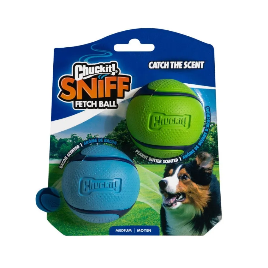 Chuckit! Sniff Fetch Pelotas Con Sabor a Cacahuete y Bacon para perros – Pack 2 Outlet