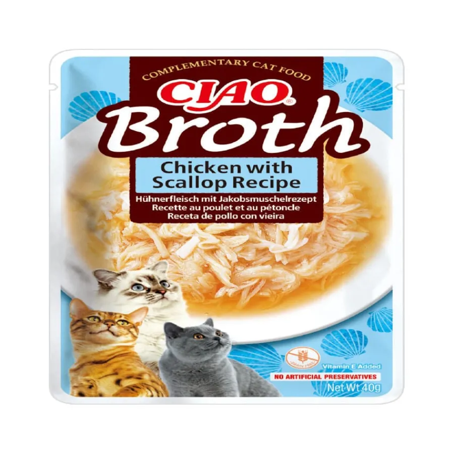 Churu Broth Sopa de Pollo con Vieiras sobre para gatos Online