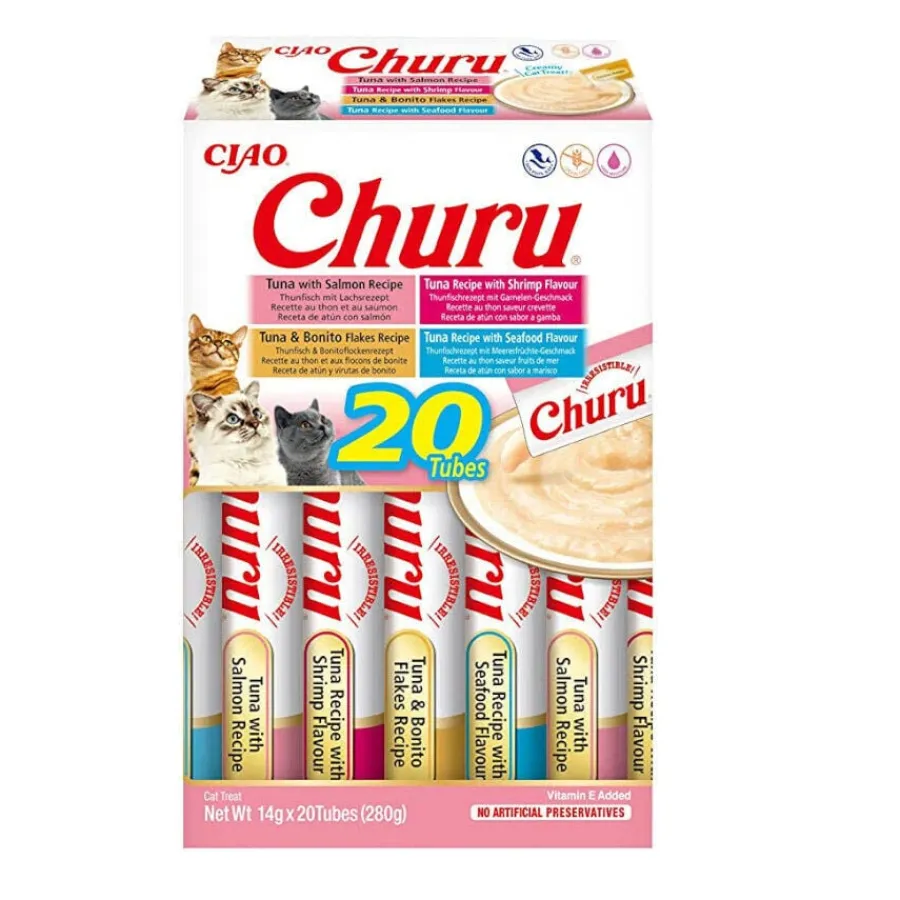 Churu Variedades de Marisco Snack Líquido para gatos Discount