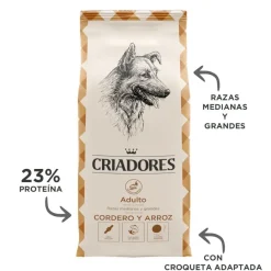 Criadores Adulto Cordero y Arroz pienso para perros de razas mediana y grande Best