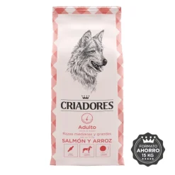 Criadores Adulto Salmón y Arroz pienso para perros de razas medianas y grandes Discount