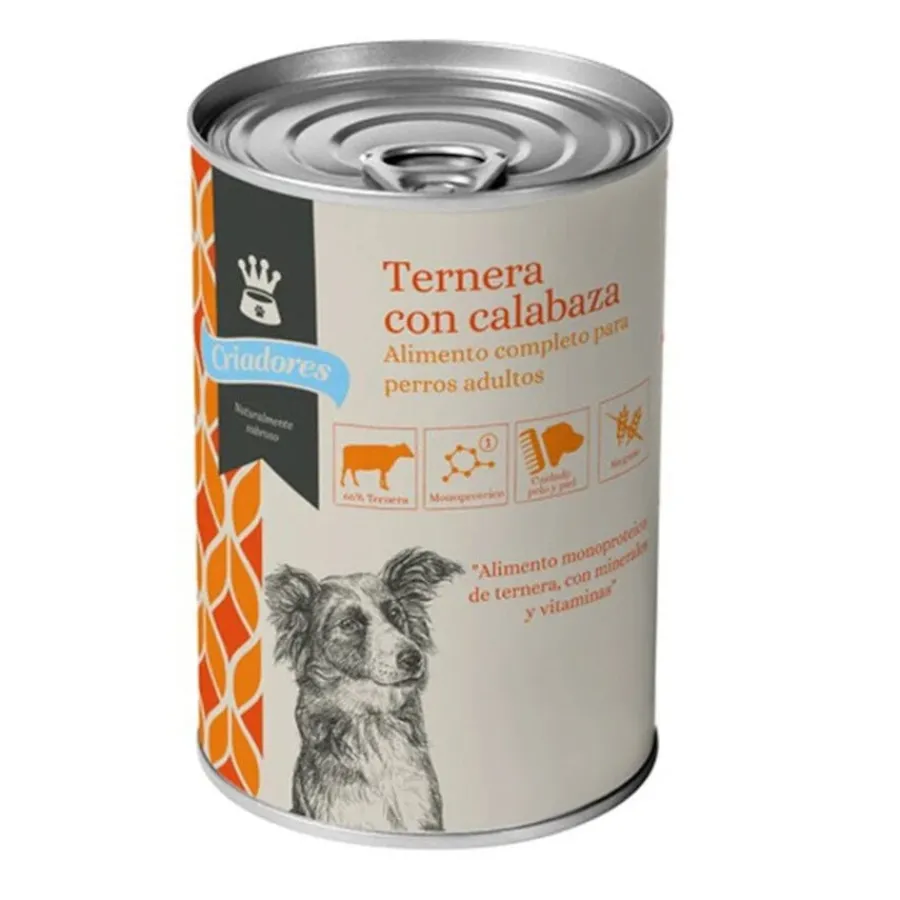 Criadores Adulto Ternera y Calabaza lata para perros Hot