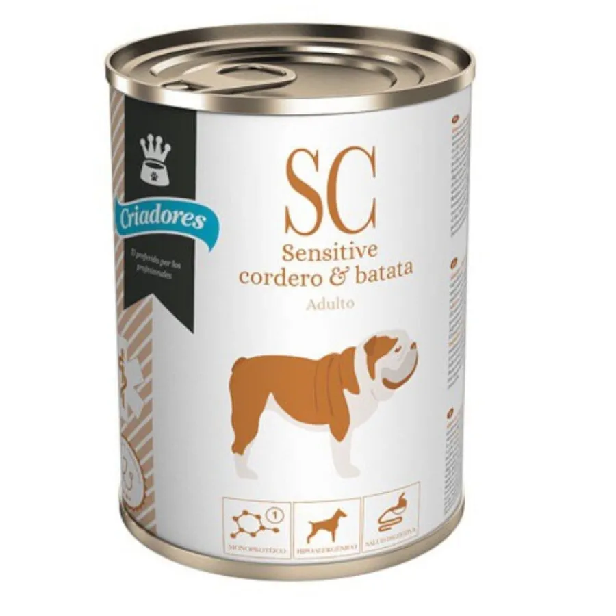 Criadores Dietetic Adulto Sensitive Cordero y Batata lata para perros Hot