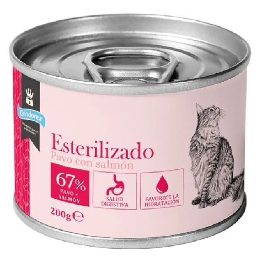 Criadores Esterilizado Paté Pavo y Salmón lata para gatos Clearance