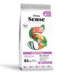 Dibaq Sense Delicius Grain Free Adult Pescado y Pavo pienso para gatos Sale
