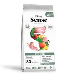 Dibaq Sense Grain Free Indoor Sterilized Adult Conejo pienso para gatos New