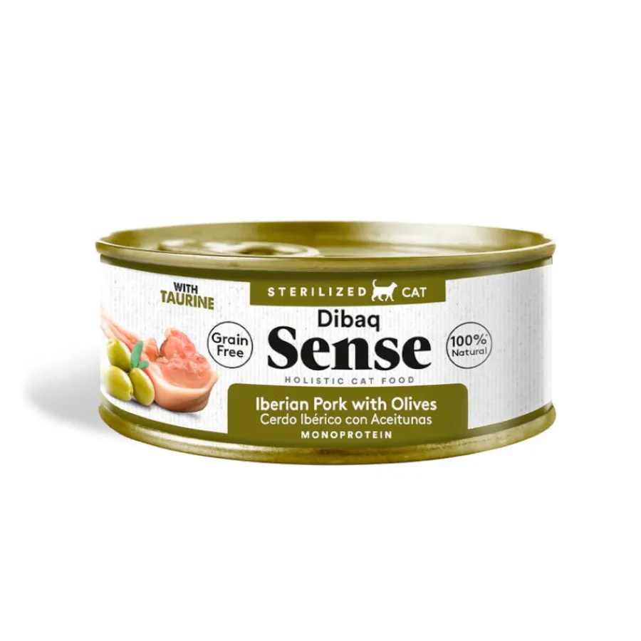 Dibaq Sense Sterilized Gain Free Cerdo Ibérico con Aceitunas lata para gatos Hot