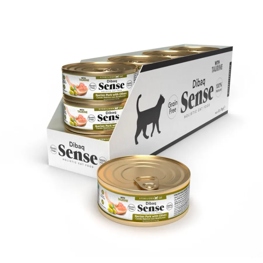Dibaq Sense Sterilized Gain Free Cerdo Ibérico con Aceitunas lata para gatos Hot
