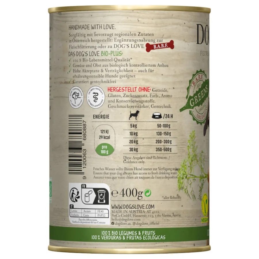 Dog's Love Adulto Bio Greens Vegan lata para perros Sale