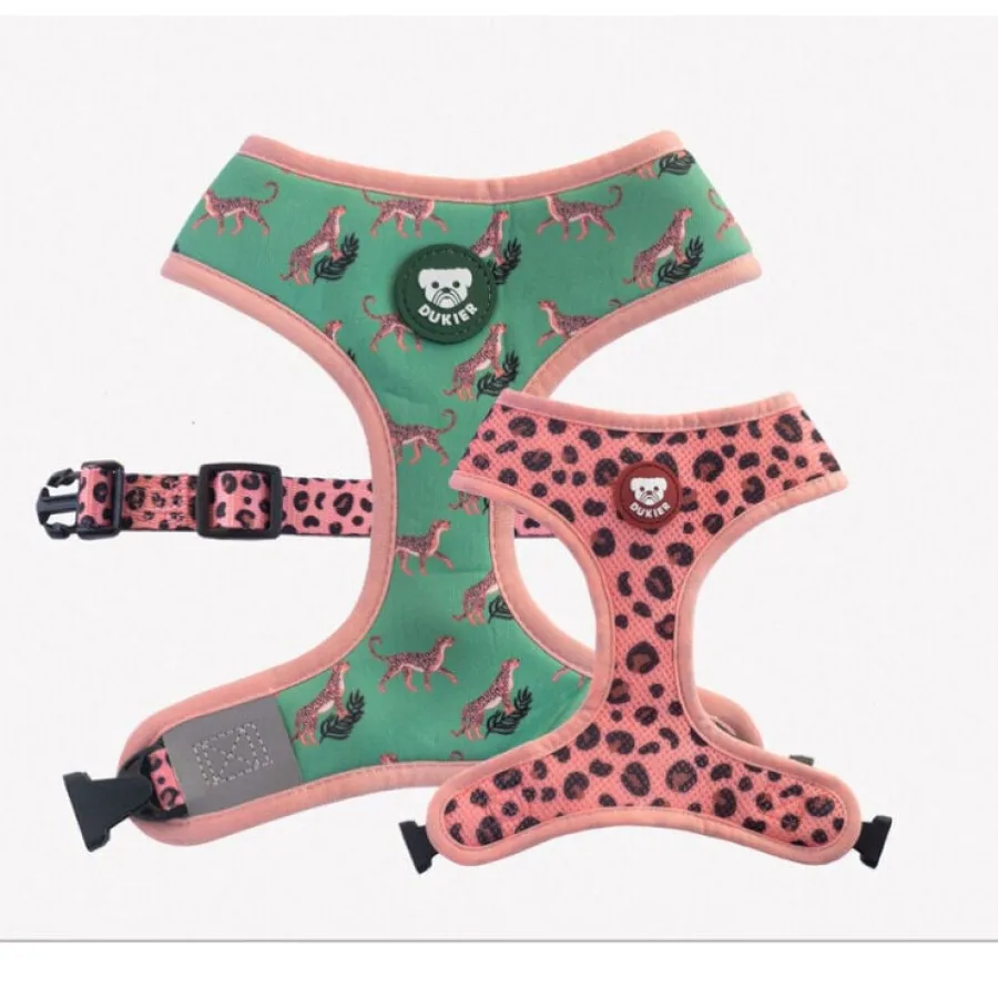 Dukier Arnés Reversible Estampado Leopardo para perros Discount