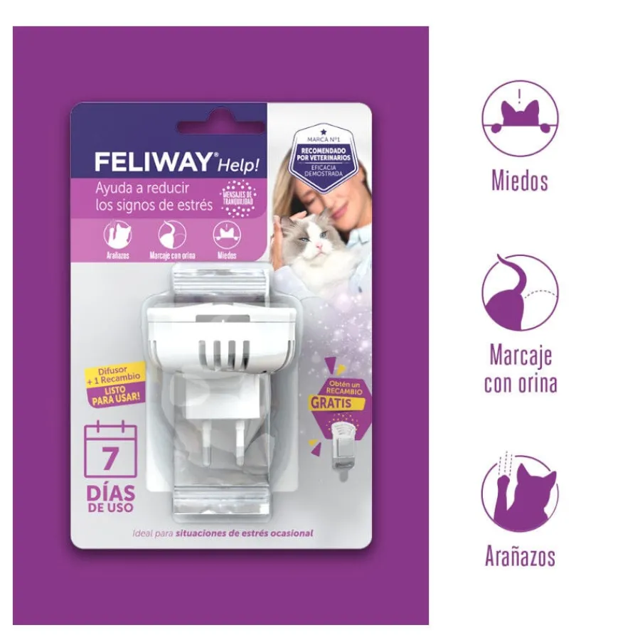 Feliway Help Difusor y Recambio con feromonas para el estrés ocasional