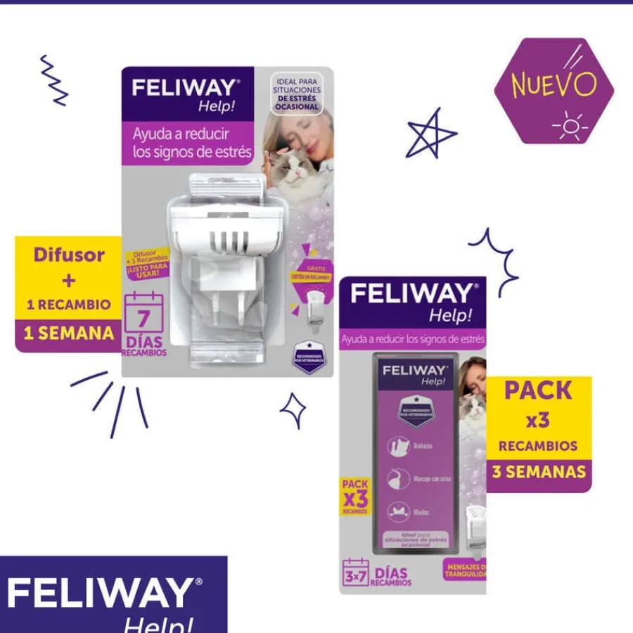Feliway Help Difusor y Recambio con feromonas para el estrés ocasional