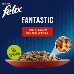 Felix Fantastic Carne en Gelatina sobre para gatos Discount