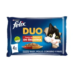 Felix Fantastic Duo Carne en Gelatina sobre para gatos Sale