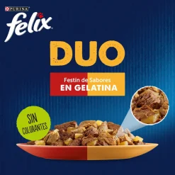 Felix Fantastic Duo Carne en Gelatina sobre para gatos Sale