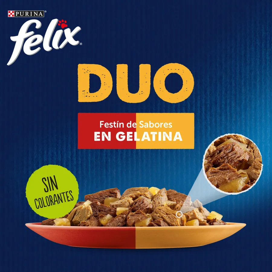 Felix Fantastic Duo Carne en Gelatina sobre para gatos Sale