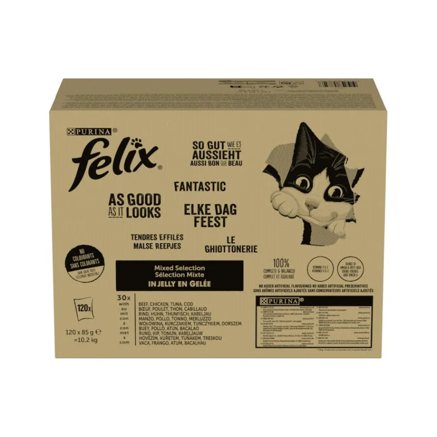 Felix Fantastic Selección de Sabores en Gelatina Sobre para gatos Hot