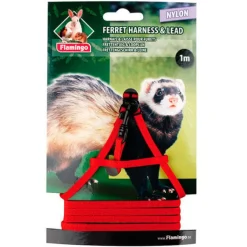 Flamingo Arnés con Correa Rojo para hurones Hot