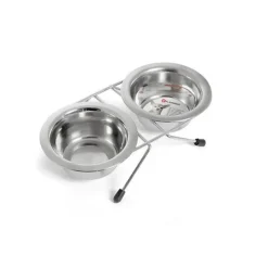 Flamingo Comedero Doble de acero inoxidable para mascotas Sale