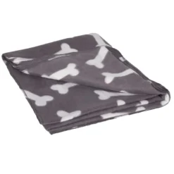 Flamingo Manta gris con estampado de huesos para mascotas New