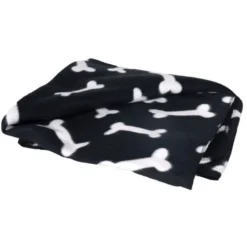 Flamingo Manta negra con estampado de huesos para mascotas Sale