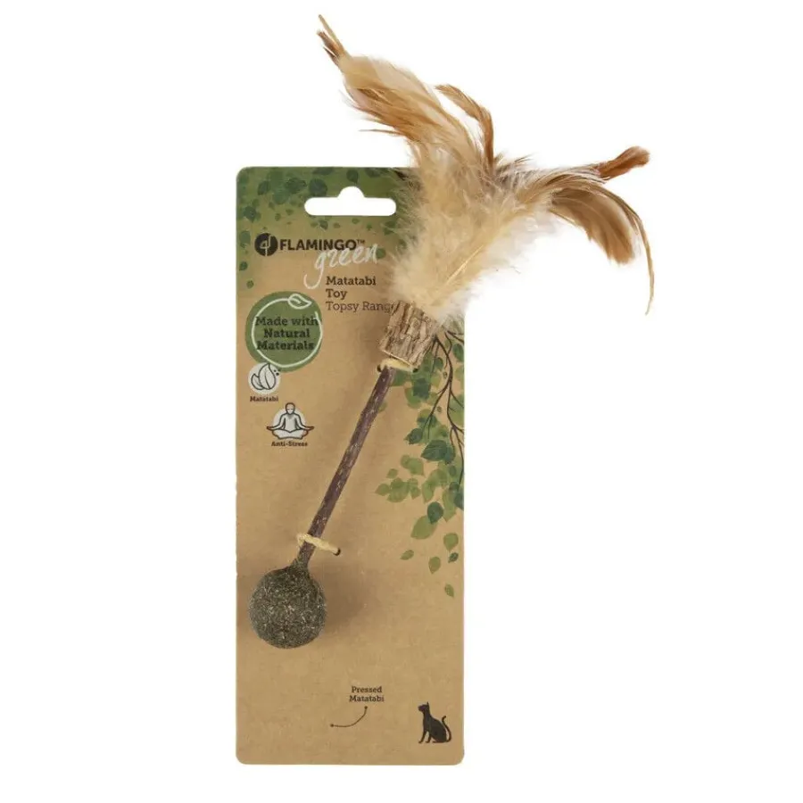 Flamingo Palo de Madera con Pelota Matatabi para gatos New