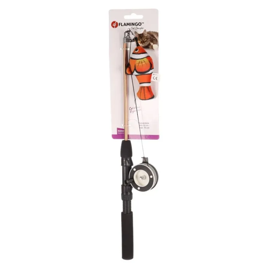 Flamingo Rodney Caña con Pez para gatos Clearance