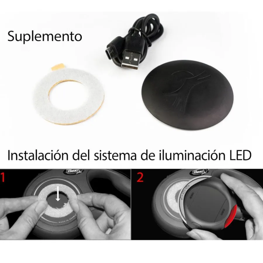 Flexi Literna de Luz led negra para correas New