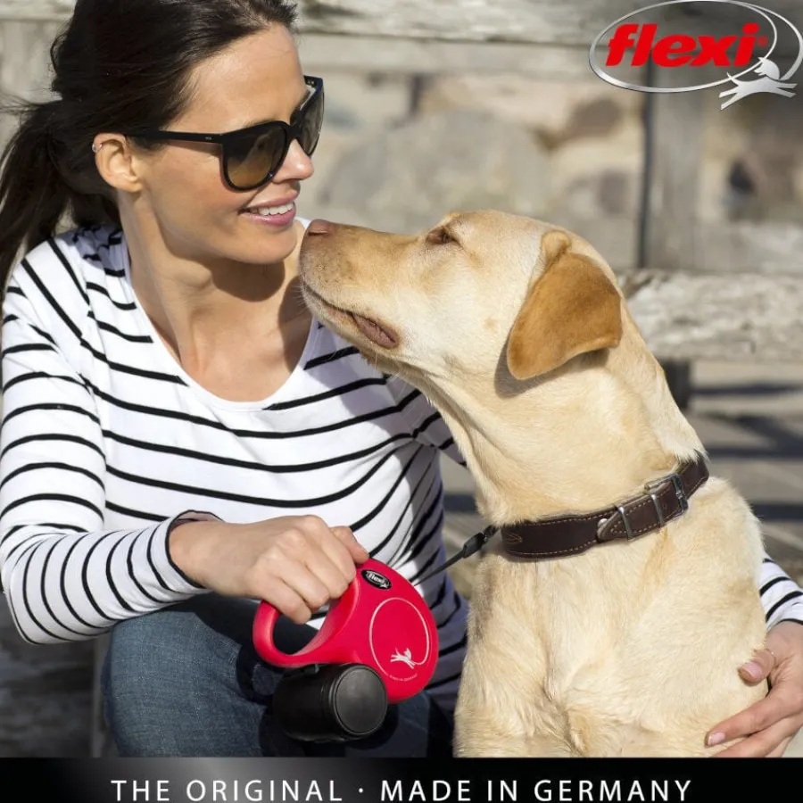 Flexi New Classic Correa de Cordón Extensible Negra para perros New