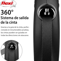 Flexi New Classic Correa Extensible Negra para perros New