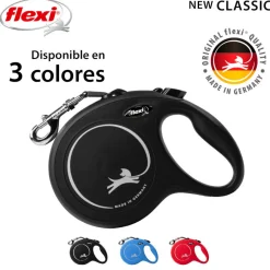 Flexi New Classic Correa Extensible Negra para perros New