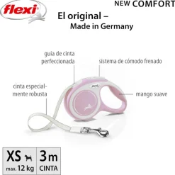 Flexi New Comfort Correa Extensible Rosa para perros New