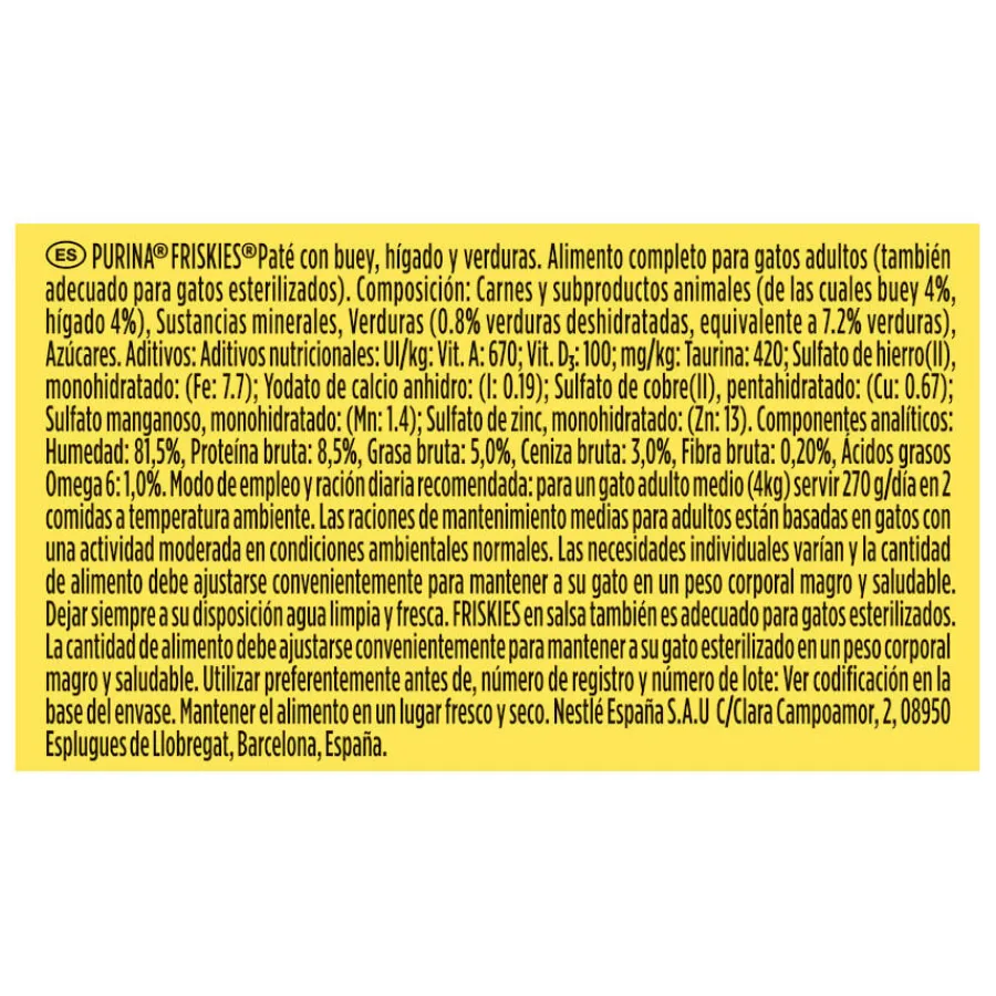 Friskies Adult Buey e hígado en Paté lata para gatos Outlet