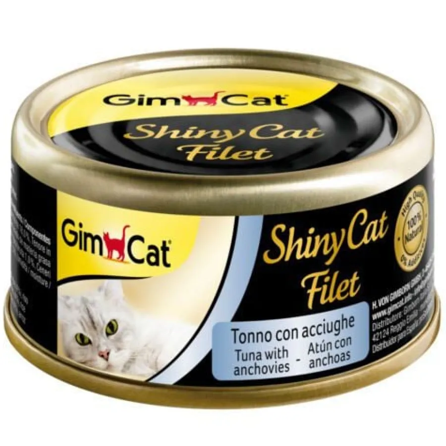 GimCat Shiny filet Atún y Anchoas lata para gatos Sale