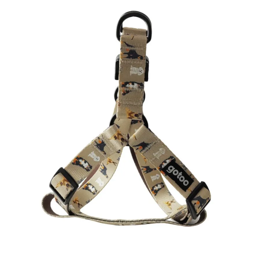 Gotoo Arnés ajustable estampado marrón para perros Outlet