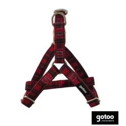 Gotoo Arnés estampado tartán rojo para perros Clearance