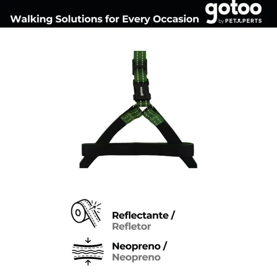 Gotoo Arnés reflectante de neopreno verde para perros