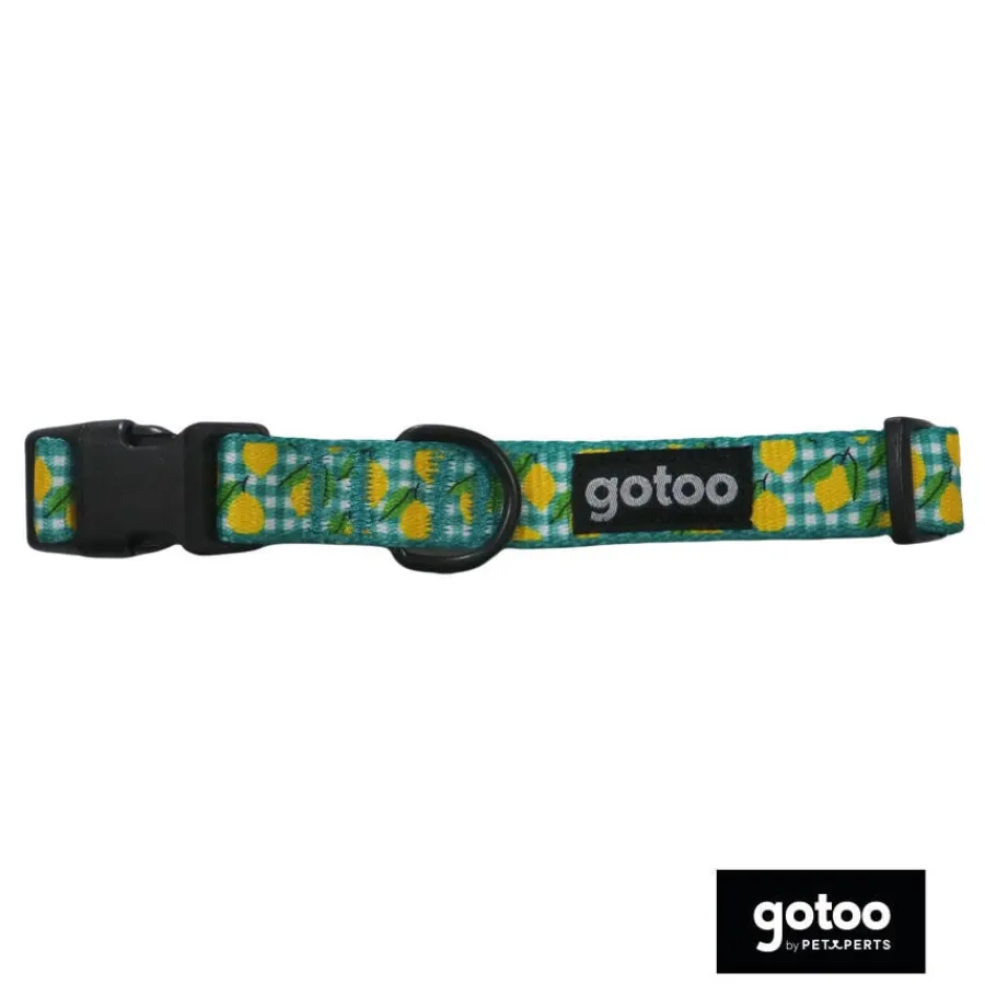 Gotoo Collar cuadro vichy amarillo para perro