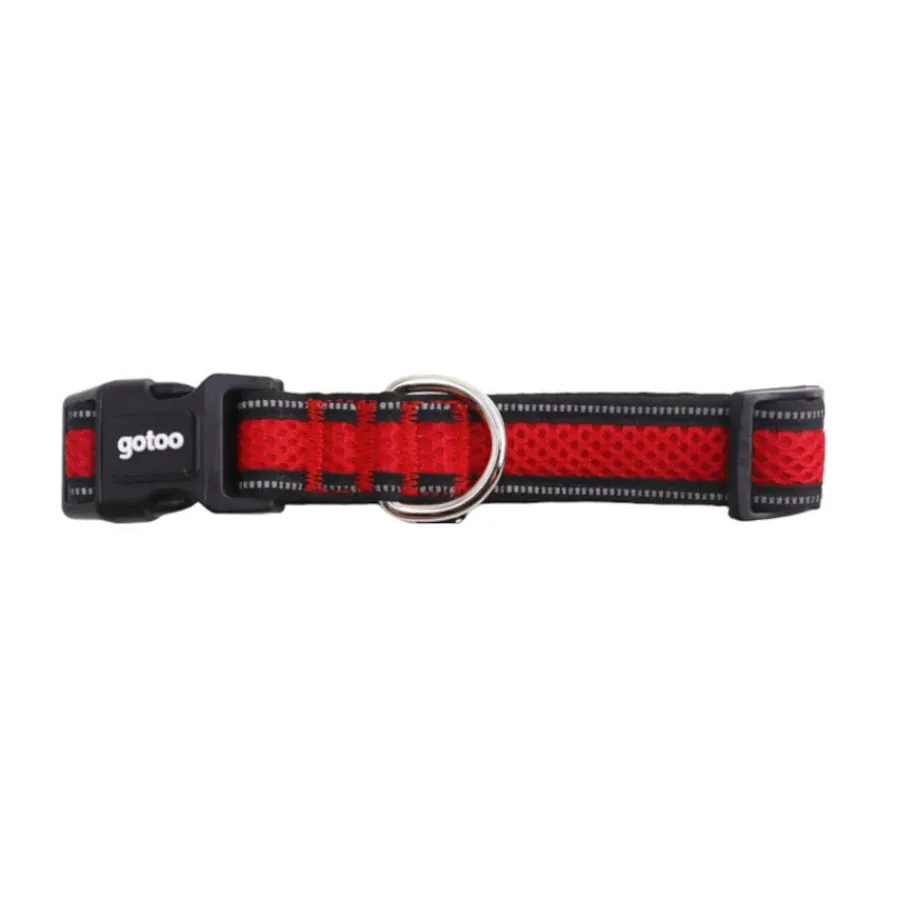 Gotoo Collar de malla transpirable rojo para perros New