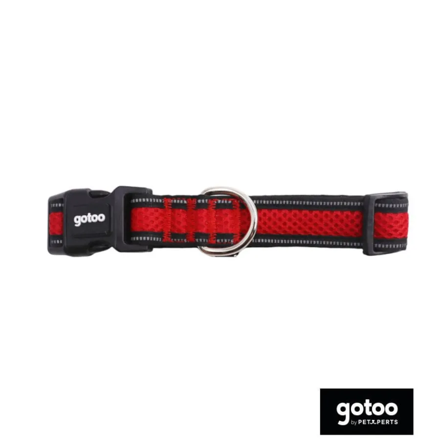 Gotoo Collar de malla transpirable rojo para perros New