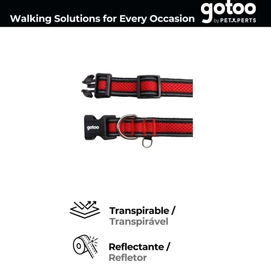 Gotoo Collar de malla transpirable rojo para perros New